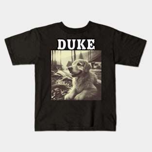 Duke, bootleg,  golden retriever puppy design for dog lovers Kids T-Shirt